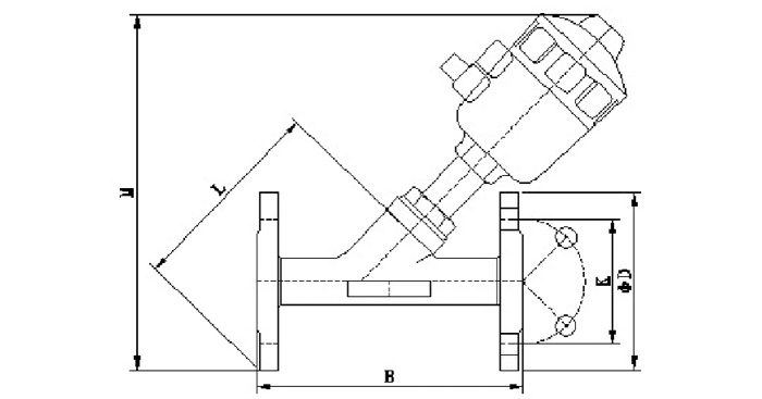法兰角座阀外形图